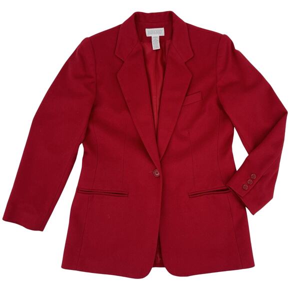 VTG Lands' End Women's Wool Cashmere Blazer Jacket Size 8 Petite Red Lined‎ EUC - Picture 3 of 8